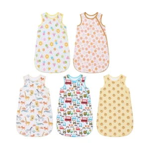 OEM Custom Print Design Bamboo Spandex Double Zipper 0.5 1.0 Tog Sleeveless Baby Infant Sleeping Bag Sleep Sack