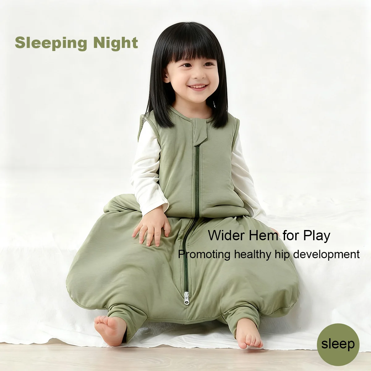 Wholesale Bamboo Fabric Baby Sack Zipper Sleeping Bag Swaddle Infant Thick Sleeping Bag Sack Kids Sleeveless Sleeping Bag - Image 4