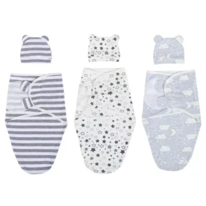 100% Cotton Newborn Swaddle Sack Cute Baby Swaddles Sleep Sack 0-3 Months Wearable Blanket Easy Change Baby Swaddle Blanket Wrap