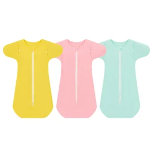 Customize Print Spring Summer Knitted Soft Plain Solid Newborn Baby Sleeping Bag Bamboo Swaddle Sleep Sack with Zipper