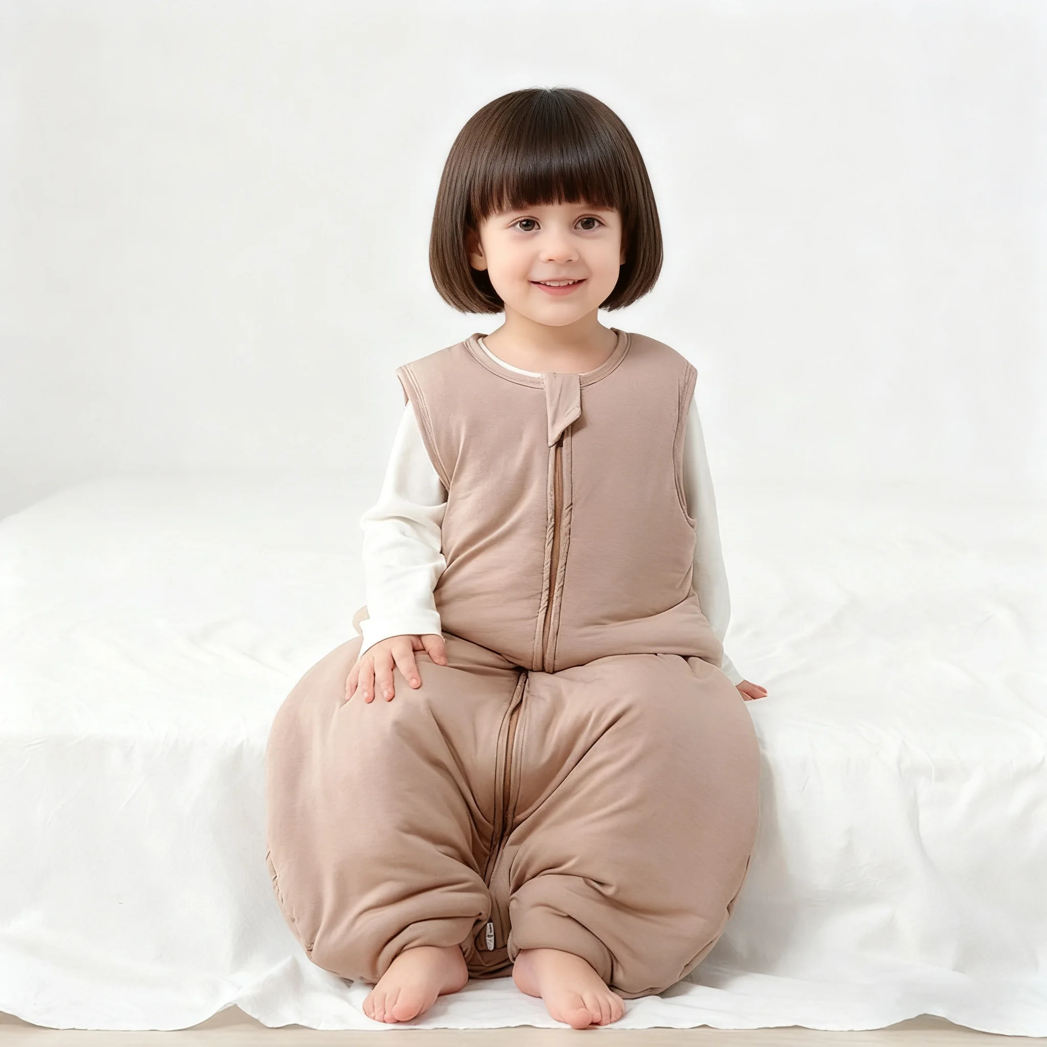 Adorable baby wearing pajama with animal faces, perfect for B2B wholesale businesses offering cozy, trendy infant sleepwear collections.